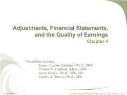 Kế toán, kiểm toán - Chapter 4: Adjustments, financial statements, and the quality of earnings