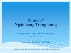 Lý thuyết tiền tệ tín dụng - Ngân hàng Trung ương