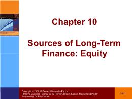 Tài chính doanh nghiệp - Chapter 10: Sources of long - Term finance: Equity