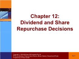 Tài chính doanh nghiệp - Chapter 12: Dividend and share repurchase decisions