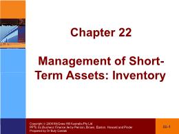 Tài chính doanh nghiệp - Chapter 22: Management of short - Term assets: inventory