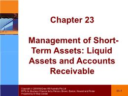 Tài chính doanh nghiệp - Chapter 23: Management of short - Term assets: liquid assets and accounts receivable