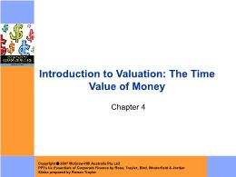 Tài chính doanh nghiệp - Chapter 4: Introduction to valuation: The time value of money