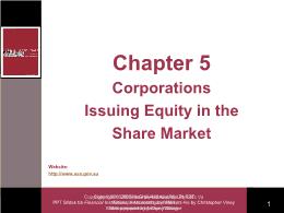 Tài chính doanh nghiệp - Chapter 5: Corporations issuing equity in the share market