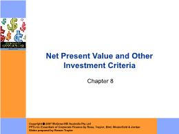 Tài chính doanh nghiệp - Chapter 8: Net present value and other investment criteria