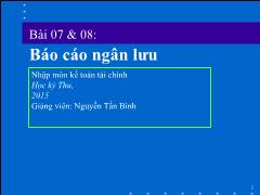 Tài chính kế toán - Báo cáo ngân lưu