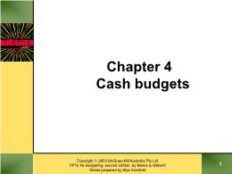 Tài chính kế toán - Chapter 4: Cash budgets