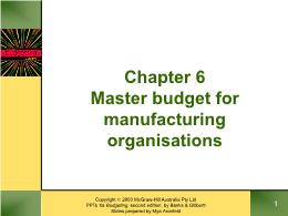 Tài chính kế toán - Chapter 6: Master budget for manufacturing organisations