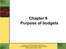 Tài chính kế toán - Chapter 9: Purpose of budgets
