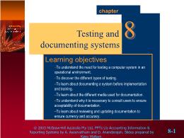 Tài chính kế toán - Testing and documenting systems