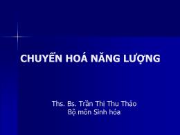 Bài giảng Chuyển hóa năng lượng - Trần Thị Thu Thảo