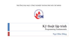 Kỹ thuật lập trình - Bài 1: Giới thiệu - Ngô Hữu Dũng