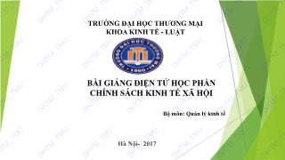 Bài giảng Chính sách kinh tế xã hội