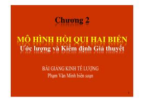 Bài giảng Kinh tế lượng - Chương 2: Mô hình hồi qui hai biến (Ước lượng và kiểm định giả thuyết) - Phạm Văn Minh