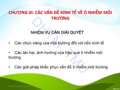 Bài giảng Kinh tế môi trường - Chương 3: Các vấn đề kinh tế về ô nhiễm môi trường