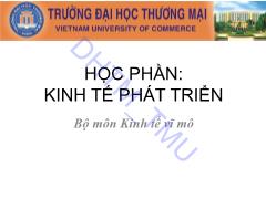 Bài giảng Kinh tế phát triển