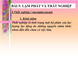 Bài giảng Kinh tế vĩ mô I - Bài 5: Lạm phát và thất nghiệp - Hoàng Xuân Bình