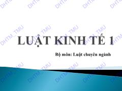 Bài giảng Luật kinh tế 1