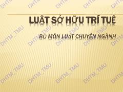 Bài giảng Luật sở hữu trí tuệ