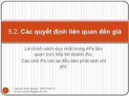 Bài giảng Marketing căn bản - Chương 5: Marketing Mix (P2) - Nguyễn Xuân Quang