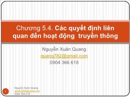 Bài giảng Marketing căn bản - Chương 5: Marketing Mix (P4) - Nguyễn Xuân Quang