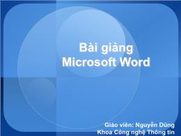 Bài giảng Microsoft Word - Nguyễn Dũng
