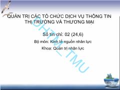 Bài giảng Quản trị các tổ chức dịch vụ thông tin thị trường và thương mại - Chương 1: Tổng quan về quản trị các tổ chức dịch vụ thông tin thị trường và thương mại