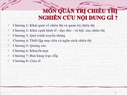 Bài giảng Quản trị chiêu thị - Chương 1: Khái quát về chiêu thị và quản trị chiêu thị