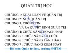 Bài giảng Quản trị học - Đại học Thương mại