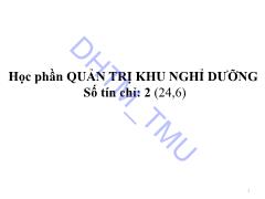 Bài giảng Quản trị khu nghỉ dưỡng - Đại học Thương mại