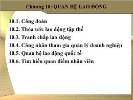 Bài giảng Quản trị nguồn nhân lực - Chương 10: Quan hệ lao động - Trần Phi Hoàng