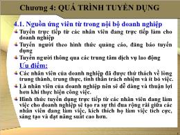 Bài giảng Quản trị nguồn nhân lực - Chương 4: Quá trình tuyển dụng - Trần Phi Hoàng