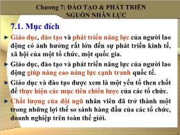 Bài giảng Quản trị nguồn nhân lực - Chương 7: Đào tạo & phát triển nguồn nhân lực - Trần Phi Hoàng