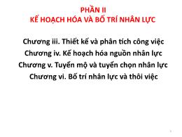 Bài giảng Quản trị nhân lực nâng cao - Chương III: Thiết kế và phân tích công việc - Nguyễn Tiến Mạnh