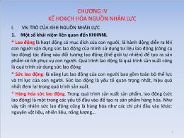 Bài giảng Quản trị nhân lực nâng cao - Chương IV: Kế hoạch hóa nguồn nhân lực - Nguyễn Tiến Mạnh