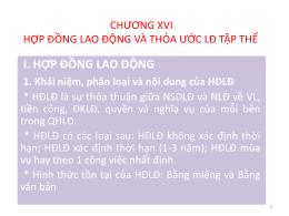 Bài giảng Quản trị nhân lực nâng cao - Chương XVI: Hợp đồng lao động và thỏa ước lao động tập thể - Nguyễn Tiến Mạnh