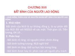 Bài giảng Quản trị nhân lực nâng cao - Chương XVII: Bất bình của người lao động - Nguyễn Tiến Mạnh