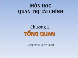 Bài giảng Quản trị tài chính - Chương 1: Tổng quan - Tô Lê Ánh Nguyệt