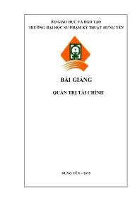 Bài giảng Quản trị tài chính