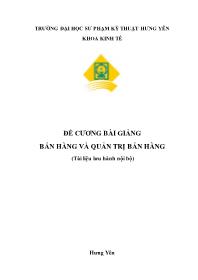 Đề cương bài giảng Bán hàng và quản trị bán hàng