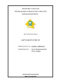 Đề cương Bài giảng Lập và quản lý dự án