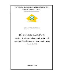 Đề cương Bài giảng Quản lý hành chính Nhà nước và quản lý ngành Giáo dục - Đào tạo