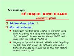 Kế hoạch kinh doanh - Chương 1: Tổng quan về KHKD