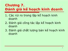 Kế hoạch kinh doanh - Chương 7: Đánh giá kế hoạch kinh doanh