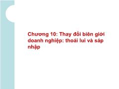 Kinh tế kinh doanh - Chương 10: Thay đổi biên giới doanh nghiệp: thoái lui và sáp nhập - Nguyễn Thị Xuân Hường