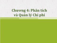 Kinh tế quản lý - Chương 4: Phân tích và quản lý chi phí