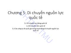 Kinh tế quốc tế - Chương 5: Di chuyển nguồn lực quốc tế