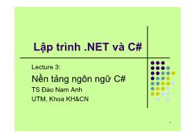 Lập trình .NET và C# - Lecture 3: Nền tảng ngôn ngữ C#