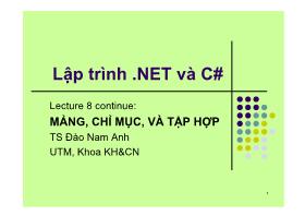 Lập trình .NET và C# - Lecture 8 continue: Mảng, chỉ mục và tập hợp