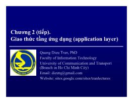 Mạng máy tính - Chương 2: Giao thức tầng ứng dụng (application layer) (Tiếp) - Trần Quang Diệu
